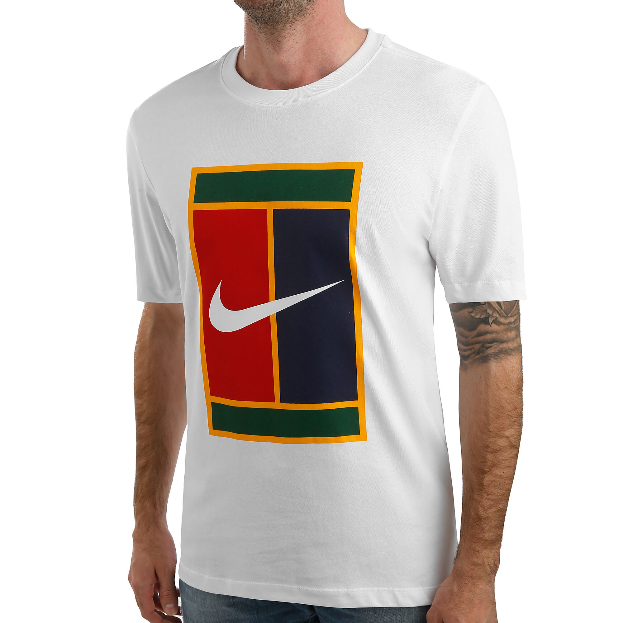 Nike Court Logo Camiseta Manga Corta Hombres - Blanco, Amarillo compra online |